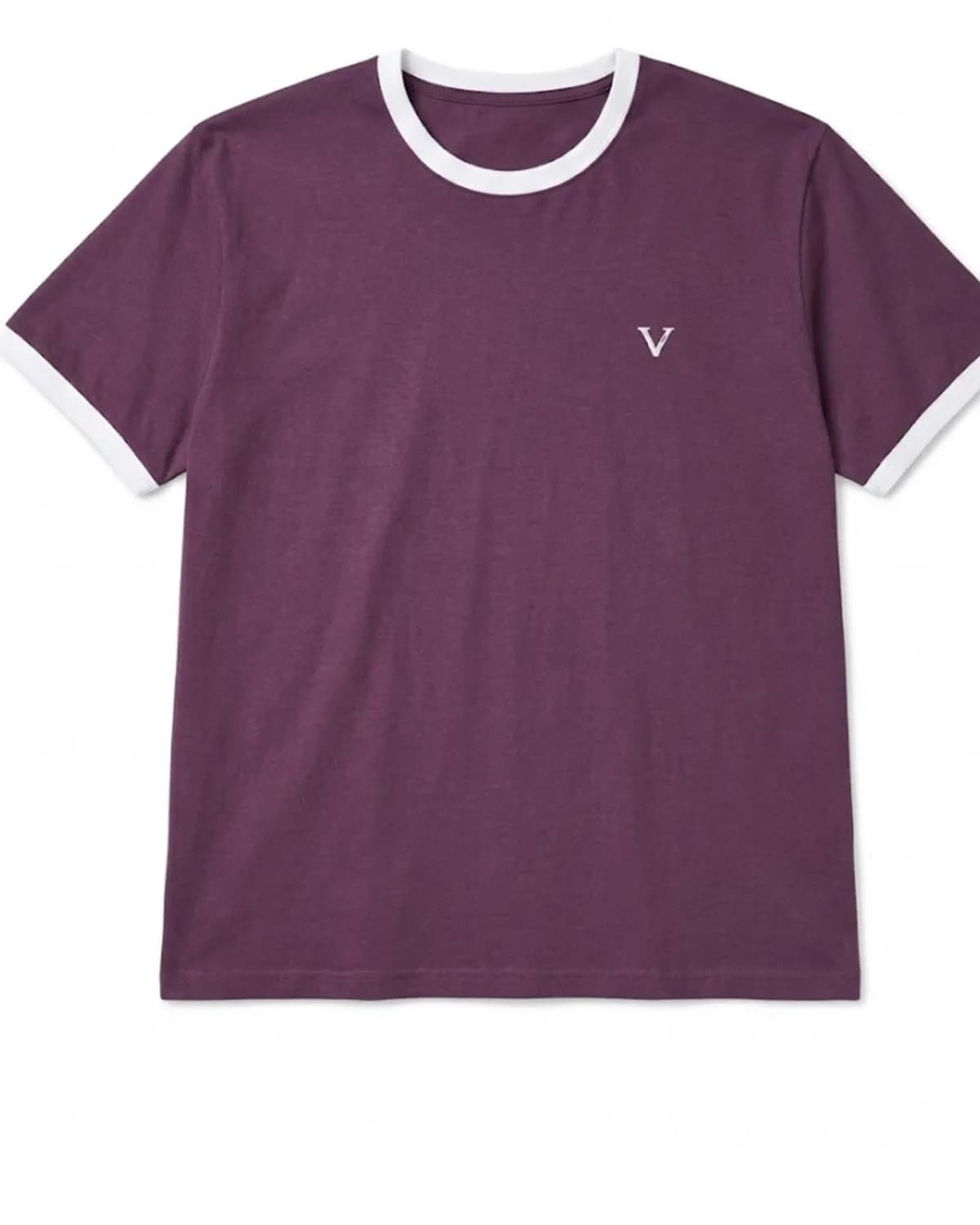 Ringer Tee in Plum / White
