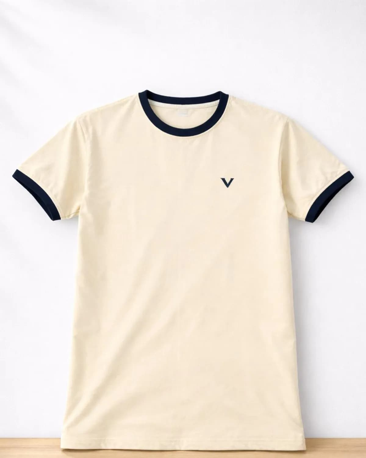 Ringer Tee in Ecru / Navy