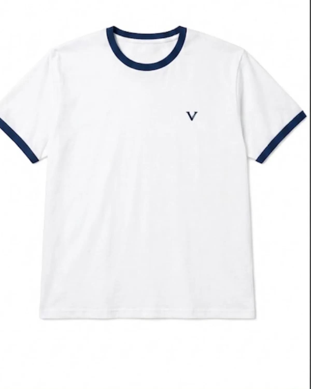 Ringer Tee in White / Navy